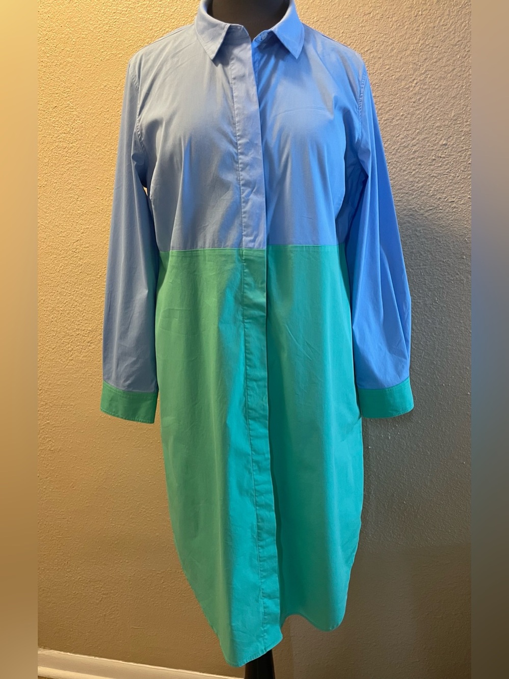 UNTUCKit Women's Stretch Cotton Colorblock Meryl Shirtdress Size 12 - Picture 2 of 16